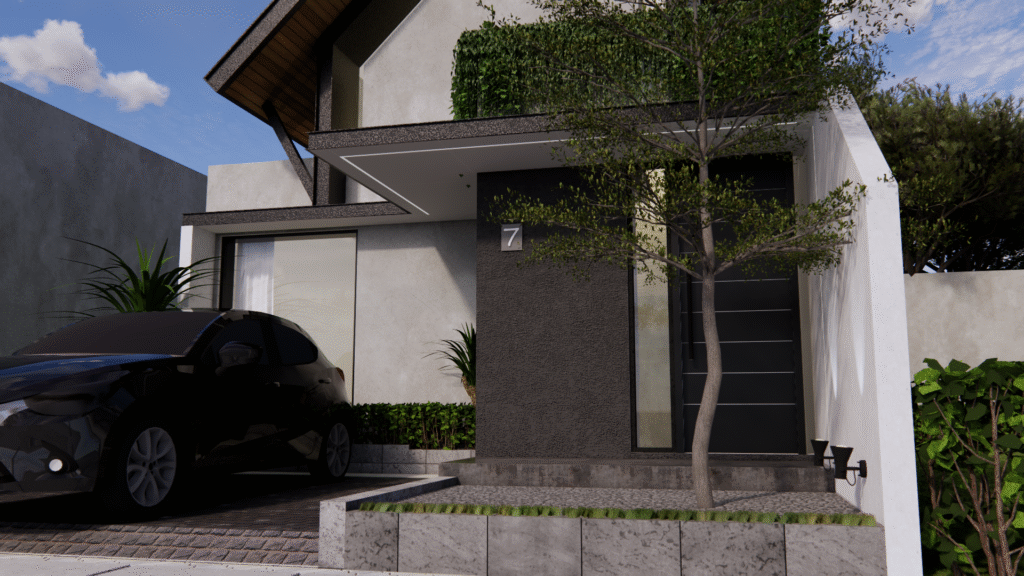 Screenshot Video Render Arsitektur, Desain Rumah gaya Semi industrial minimalis